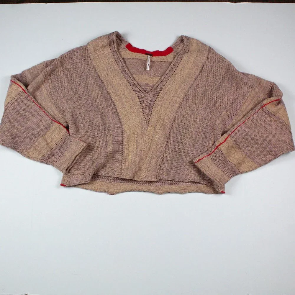 Free People Lemonade Stand Crop Knit Sweater Pink NEW Medium